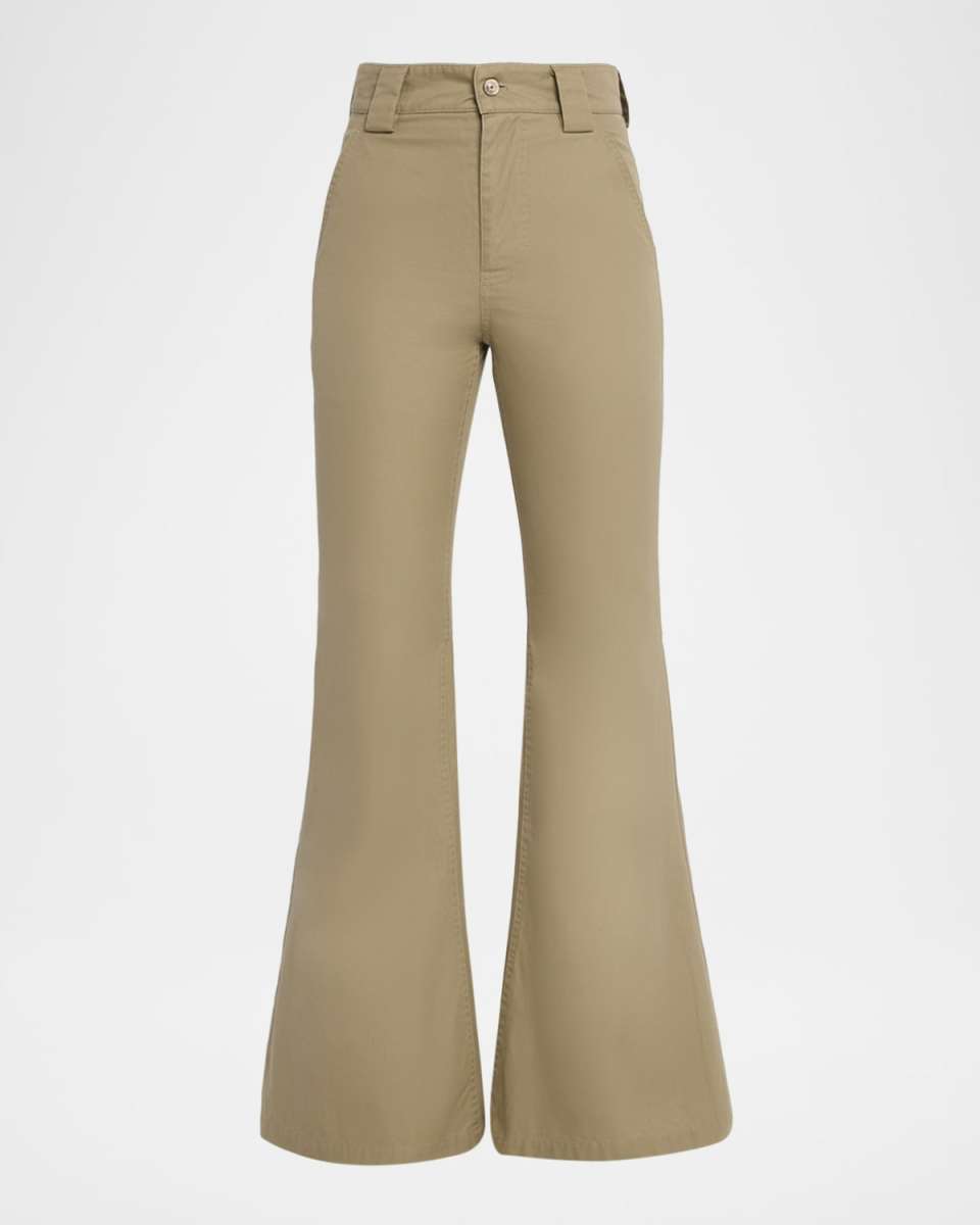 Mid-Rise Cotton Flared Pants